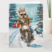Bulldog Riding Motorrad Weihnachten Karte (Vorderseite)