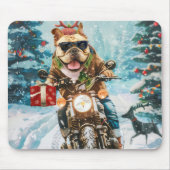 Bulldog Riding Motorrad Weihnachten Mousepad (Vorne)