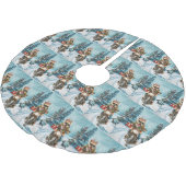 Bulldog Riding Motorrad Weihnachten Polyester Weihnachtsbaumdecke (Schrägansicht)