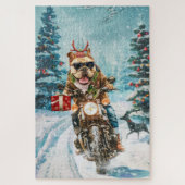 Bulldog Riding Motorrad Weihnachten Puzzle (Vertikal)