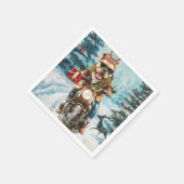 Bulldog Riding Motorrad Weihnachten Serviette (Ecke)