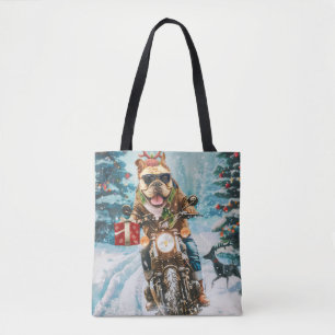 Bulldog Riding Motorrad Weihnachten Tasche