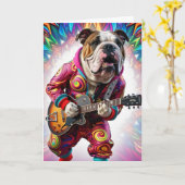 Bulldog Rock Star Card Karte (Gelbe Blume)