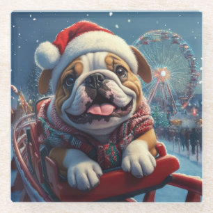Bulldog Roller Untersetzer Weihnachten