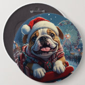 Bulldog Roller Untersetzer Weihnachten Button (Vorne & Hinten)