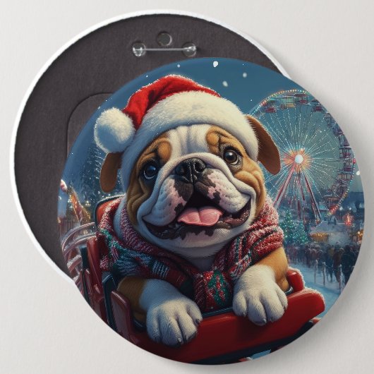 Bulldog Roller Untersetzer Weihnachten Button (Vorne & Hinten)