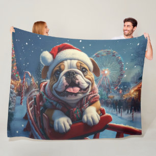 Bulldog Roller Untersetzer Weihnachten Fleecedecke