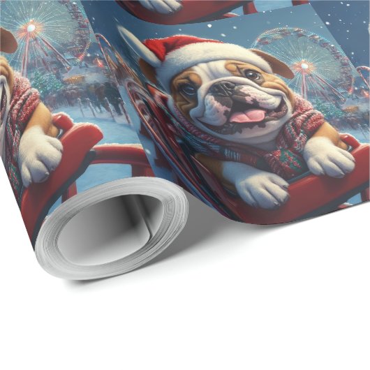 Bulldog Roller Untersetzer Weihnachten Geschenkpapier (Rolleneckpunkt)
