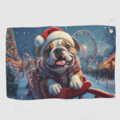 Bulldog Roller Untersetzer Weihnachten Golfhandtuch (Horizontal)