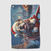 Bulldog Roller Untersetzer Weihnachten Golfhandtuch (Vorderseite)