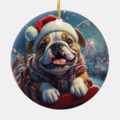 Bulldog Roller Untersetzer Weihnachten Keramik Ornament (Hinten)