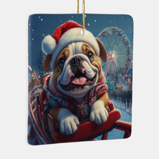 Bulldog Roller Untersetzer Weihnachten Keramikornament (Rechts)