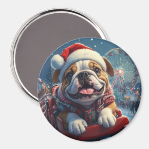 Bulldog Roller Untersetzer Weihnachten Magnet