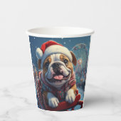 Bulldog Roller Untersetzer Weihnachten Pappbecher (Vorderseite)