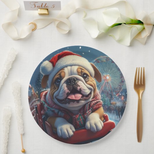 Bulldog Roller Untersetzer Weihnachten Pappteller (Hochzeit)