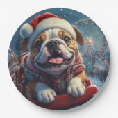 Bulldog Roller Untersetzer Weihnachten Pappteller (Vorderseite)