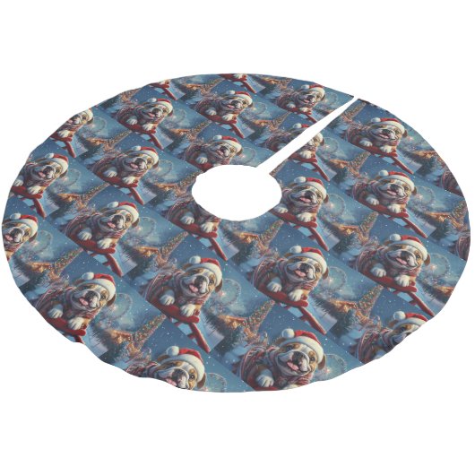 Bulldog Roller Untersetzer Weihnachten Polyester Weihnachtsbaumdecke (Schrägansicht)