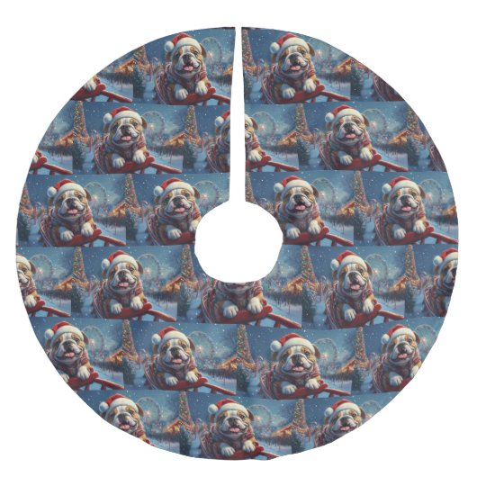 Bulldog Roller Untersetzer Weihnachten Polyester Weihnachtsbaumdecke (Vorderseite)