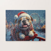 Bulldog Roller Untersetzer Weihnachten Puzzle (Horizontal)