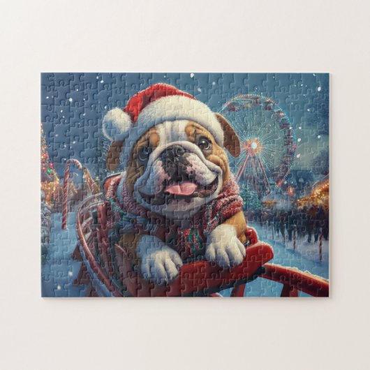 Bulldog Roller Untersetzer Weihnachten Puzzle (Horizontal)