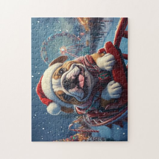 Bulldog Roller Untersetzer Weihnachten Puzzle (Vertikal)