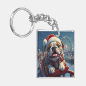 Bulldog Roller Untersetzer Weihnachten Schlüsselanhänger (Vorderseite links)