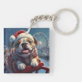 Bulldog Roller Untersetzer Weihnachten Schlüsselanhänger (Rückseite)