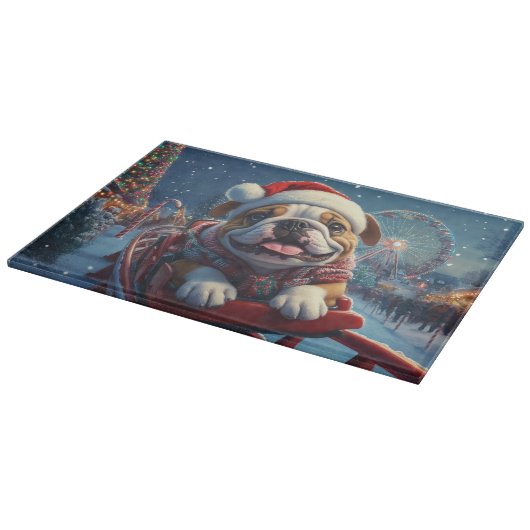 Bulldog Roller Untersetzer Weihnachten Schneidebrett (Ecke)