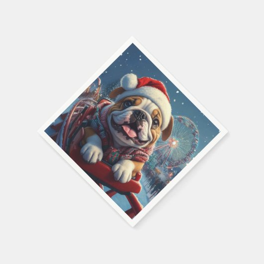 Bulldog Roller Untersetzer Weihnachten Serviette (Ecke)