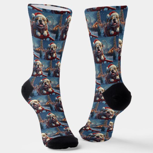 Bulldog Roller Untersetzer Weihnachten Socken (Gewinkelt)