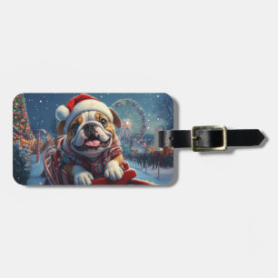 Bulldog-Rollercoaster-Weihnachten Gepäckanhänger