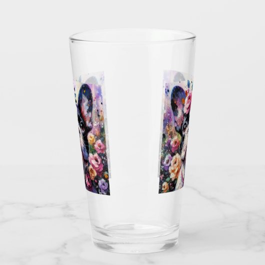 Bulldog-Rose Blütenrosa Schwarz-weiß Glas (Links)