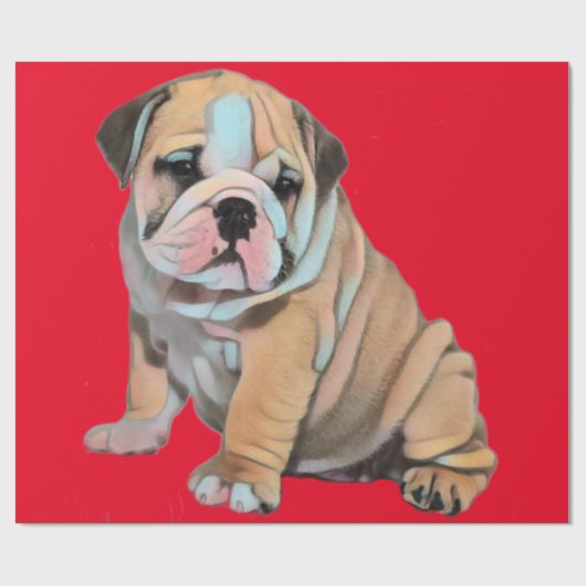 Bulldog Rot Geschenkpapier (Flach)