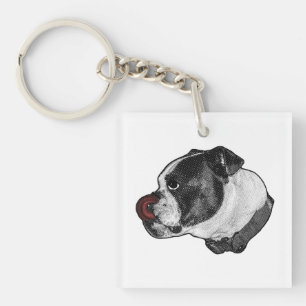 Bulldog Rot-Zungen-Anhänger Schlüsselanhänger