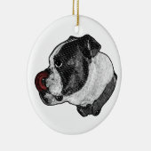Bulldog Ruby Erinnerungsstück Keramik Ornament (Rechts)