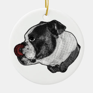 Bulldog Ruby Erinnerungsstück Keramik Ornament