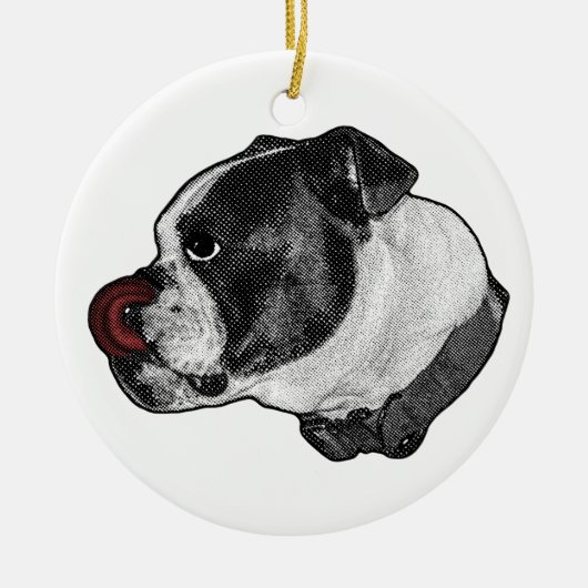 Bulldog Ruby Erinnerungsstück Keramik Ornament (Vorne)
