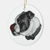 Bulldog Ruby Erinnerungsstück Keramik Ornament (Links)