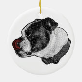 Bulldog Ruby Erinnerungsstück Keramik Ornament (Hinten)
