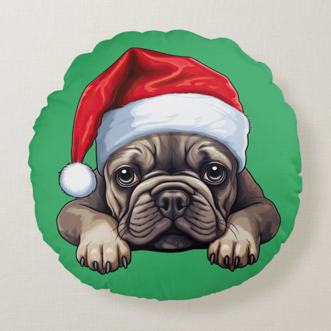 Bulldog Rundes Kissen (Vorderseite)