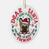 Bulldog Santa Christmas Individuelle Name Keramik Ornament (Rechts)