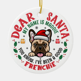 Bulldog Santa Christmas Individuelle Name Keramik Ornament