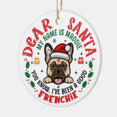 Bulldog Santa Christmas Individuelle Name Keramik Ornament (Links)