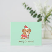 Bulldog Santa Claus Funny Frohe Weihnachts-Postkar Postkarte (Stehend Vorderseite)
