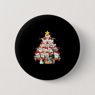 Bulldog Santa Claus Xmas Tree Lights Frohe Weihnac Button
