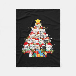Bulldog Santa Claus Xmas Tree Lights Frohe Weihnac Fleecedecke