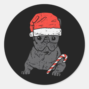 Bulldog Santa Frenchie Hund Weihnachten Weihnachte Runder Aufkleber