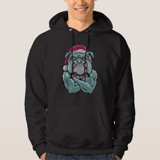 Bulldog Santa Hoodie (Vorderseite)