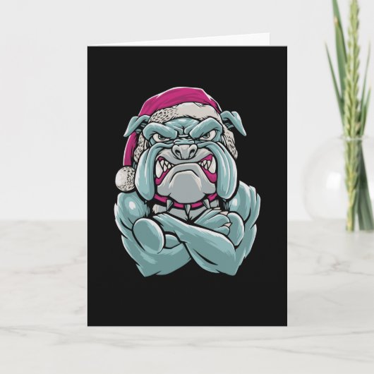 Bulldog Santa Karte (Vorderseite)