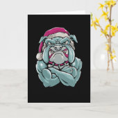 Bulldog Santa Karte (Gelbe Blume)